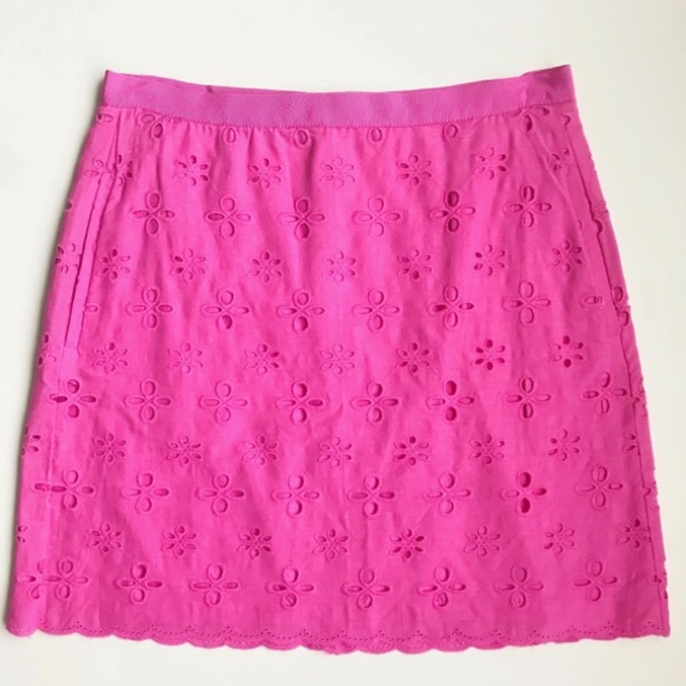 Loft Pink Eyelet Scalloped Mini Skirt